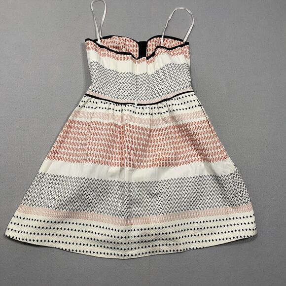 Anthropologie Ella Moss Mini Dress Small ZAN Quilted Strapless Fit Flare Pleated - Picture 7 of 8